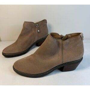 Sam Edelman Pryce Women's Size 8.5M Taupe Suede Zip Block Heel Ankle Bootie